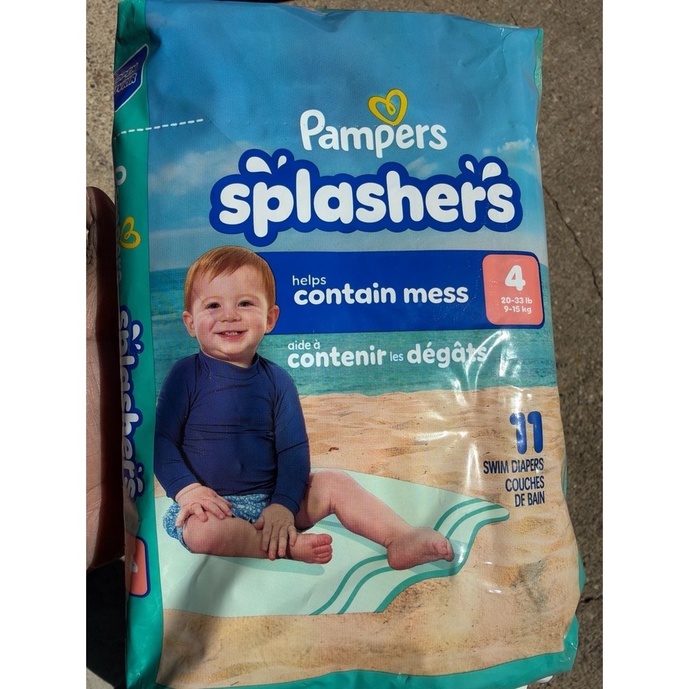 Pampers Splashers Disposable Swim Diapers Size 4, 11 Count